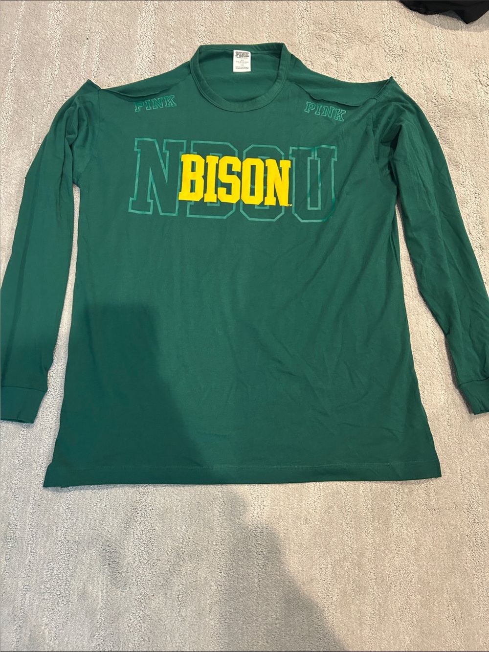 PINK NDSU BISON Cold-Shoulder Long Sleeve Tee